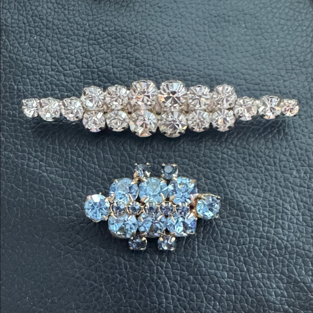 Set of 2 Geometric Rhinestone Brooches